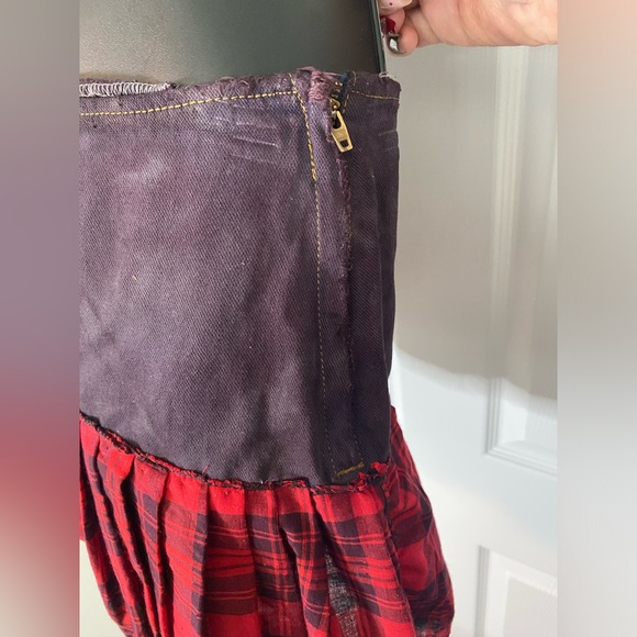 Upcycled Plaid Pleated Punk Mini Skirt Gothic Y2K Size 4 - Picture 4 of 5